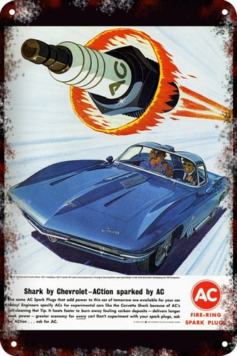 Carteles Antiguos Chapa 60x40cm Chevrolet Corvette  Au-161