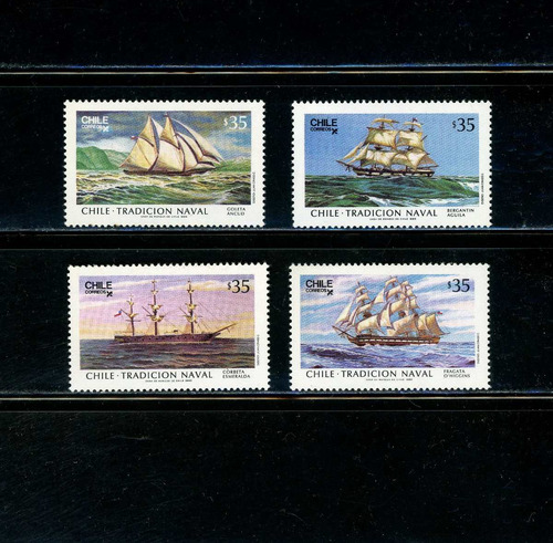 Sellos Postales De Chile. Serie Chile Tradición Naval. 1986.