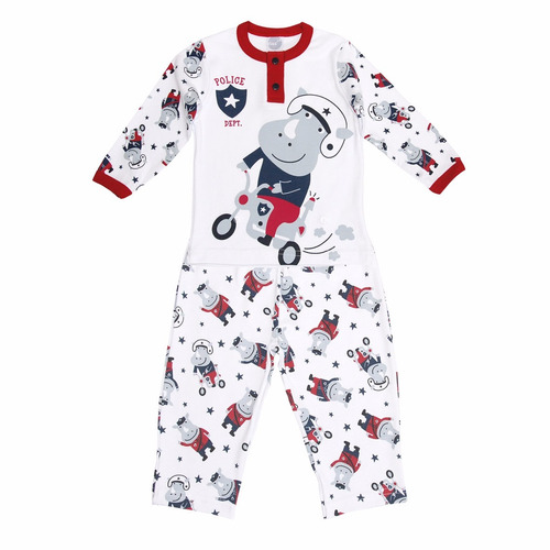 Pijama Infantil Suedine Polícia 6-9 M, 9-12 M, 1 E 2 Piu-piu