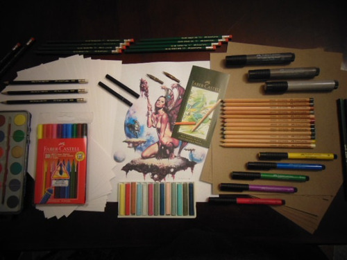 Faber Castell Pitt Carboncillo Tiza Pastel Marcadores Combo