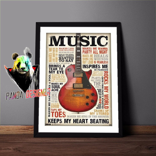 Quadro Guitarra Rock Musica Decoracao Violão Poster Gibson