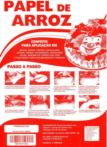 Bolo princesa Cinderela, Papel arroz