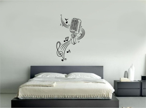 Vinilo Pared Microfono Musical Decoracion Wall Stickers