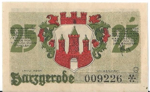 W931// Notgeld Alemán:25 Pf. Günirgen Gurzgerode 1.921