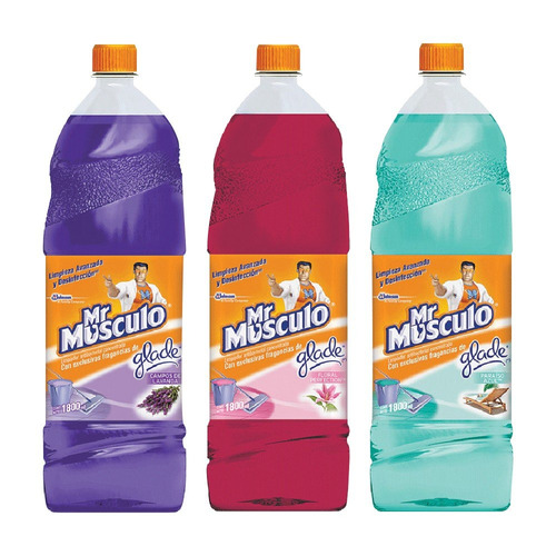 Mr Musculo Limpiapisos Glade Lavanda + Floral + Paraiso 1,8l