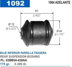 Ford Sierra 1.6/2.3 Buje Parrilla Brazo Inferior Trasera