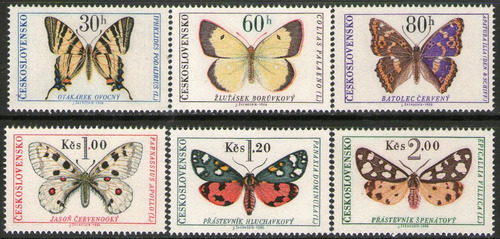 Checoslovaquia Serie X 6 Sellos Mint Mariposas Año 1966