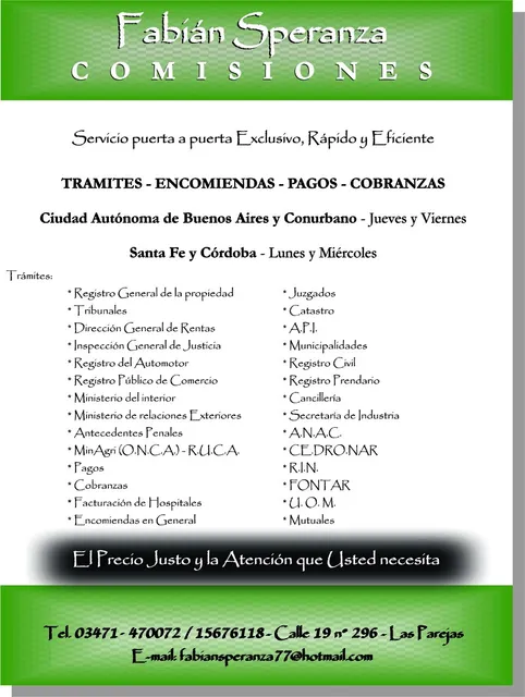 Comisionista, Trámites Y Encomiendas Bs As-córdoba-sta Fe