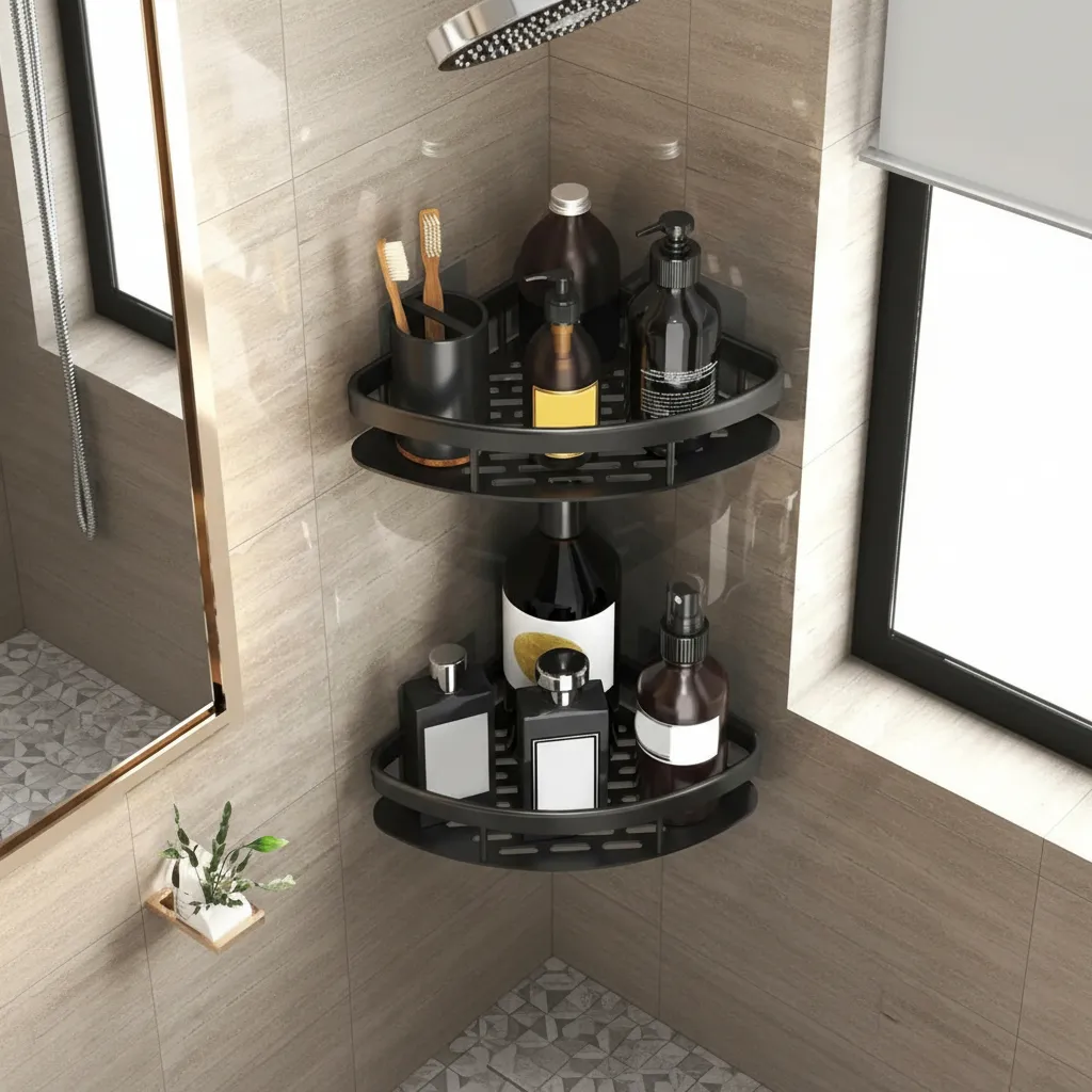 Kit 2 Suporte Porta Shampoo Sabonete Banheiro Adesivo Parede Sem Furos Box Luxo Prateleira Organizador Universal - Imagem 2