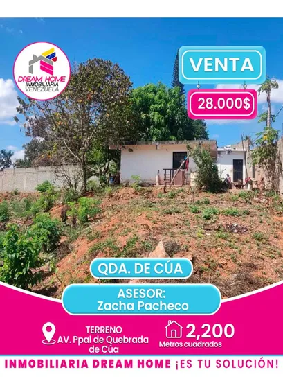  Terreno En Venta  Av. Ppal De Quebrada De Cúa  Cúa