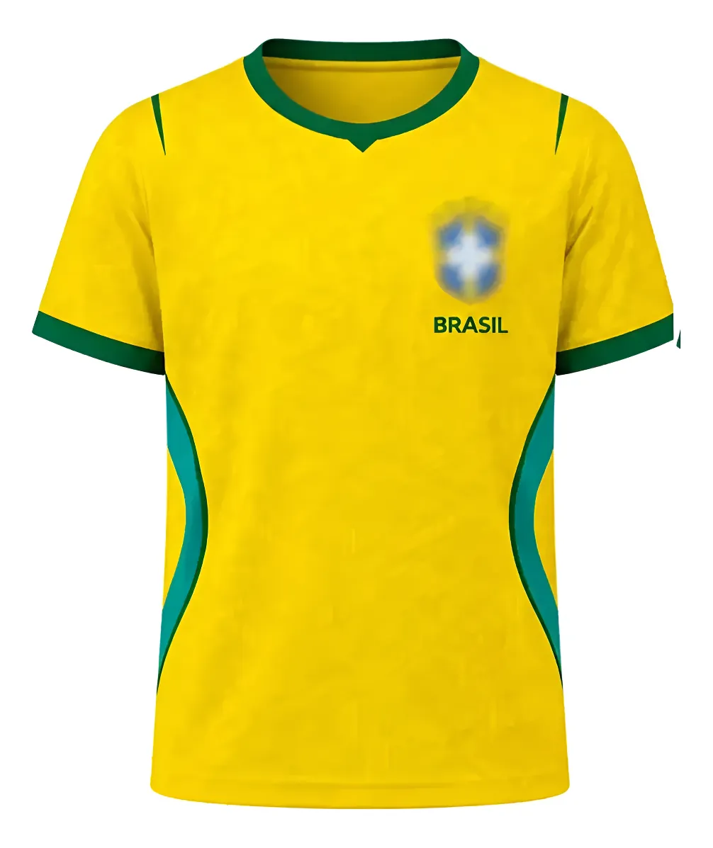 Camiseta Brasil Amarela Infantil Futebol Camiseta Blusa Uv+