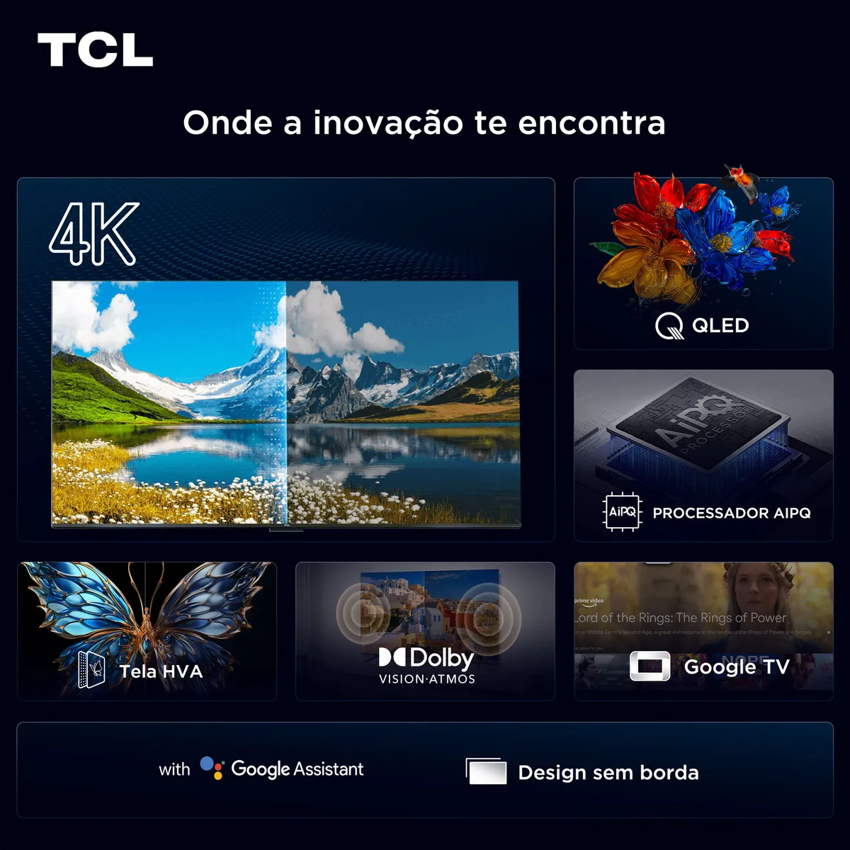 Smart TV TCL 65 Polegadas QLED 4K P7K WiFi Bluetooth Google TV HDR10+ Dolby Atmos Dolby Vision 65P7K - Imagem 2