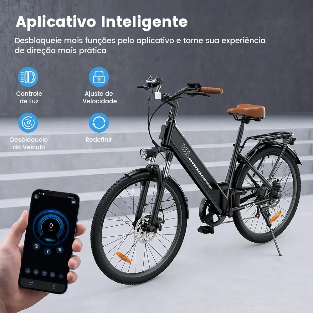 Xroymexroy UCITYS 750W aro 26 — bicicleta elétrica com bateria removível — foto 5 da galeria