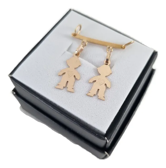 2 Dijes Nene Nena + Percha Oro 18k Sin Cadena