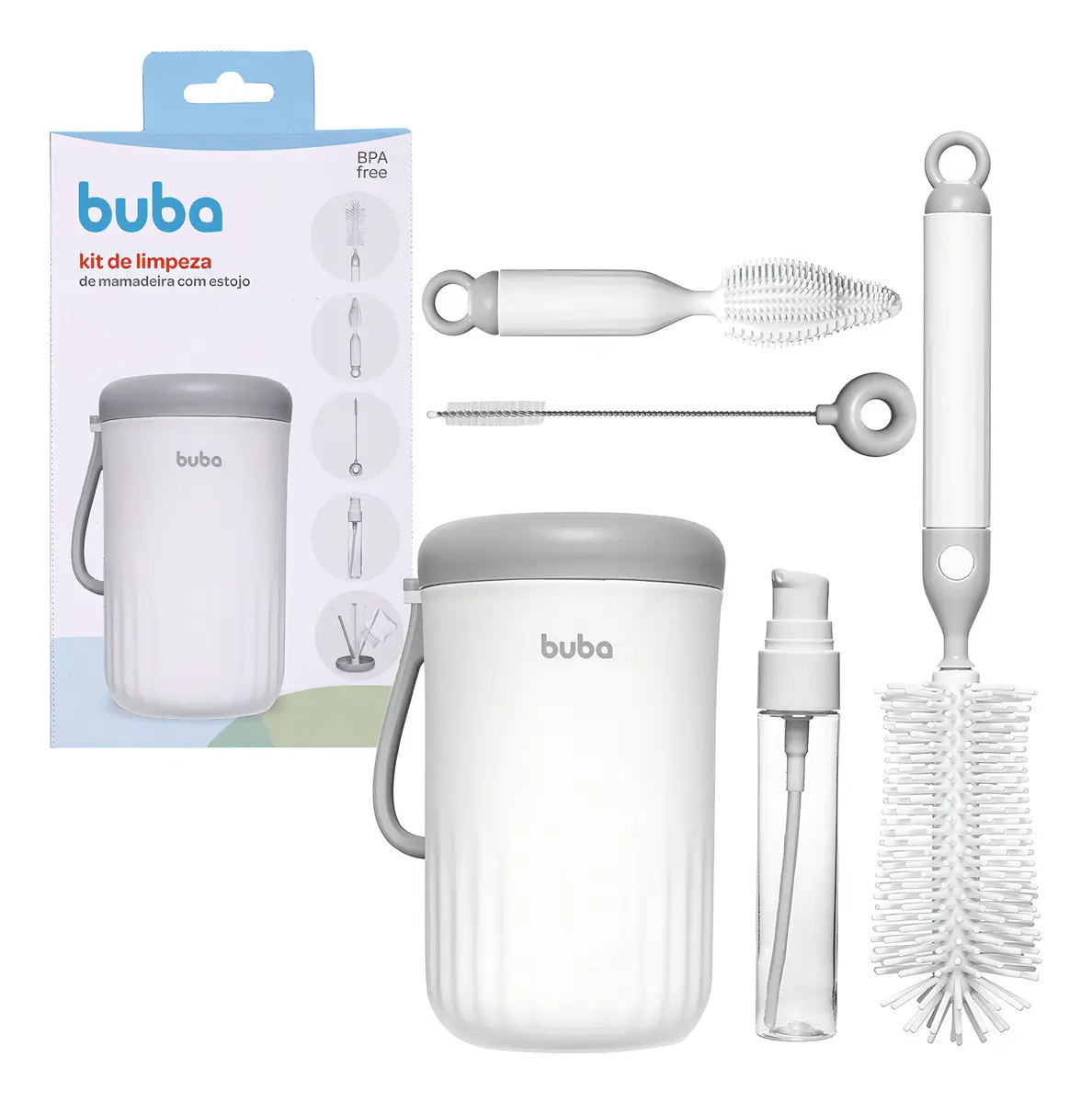 Kit Portátil Para Limpeza De Mamadeira 5 Em 1 Escova Buba