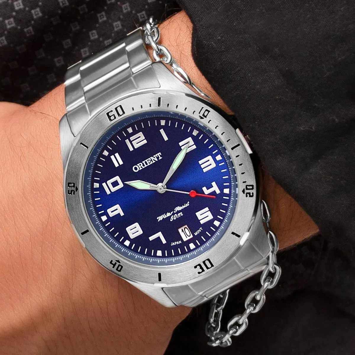 RELOGIO ORIENT MASCULINO ANALOGICO PRATEADO MBSS1155A D2SX - Imagem 2