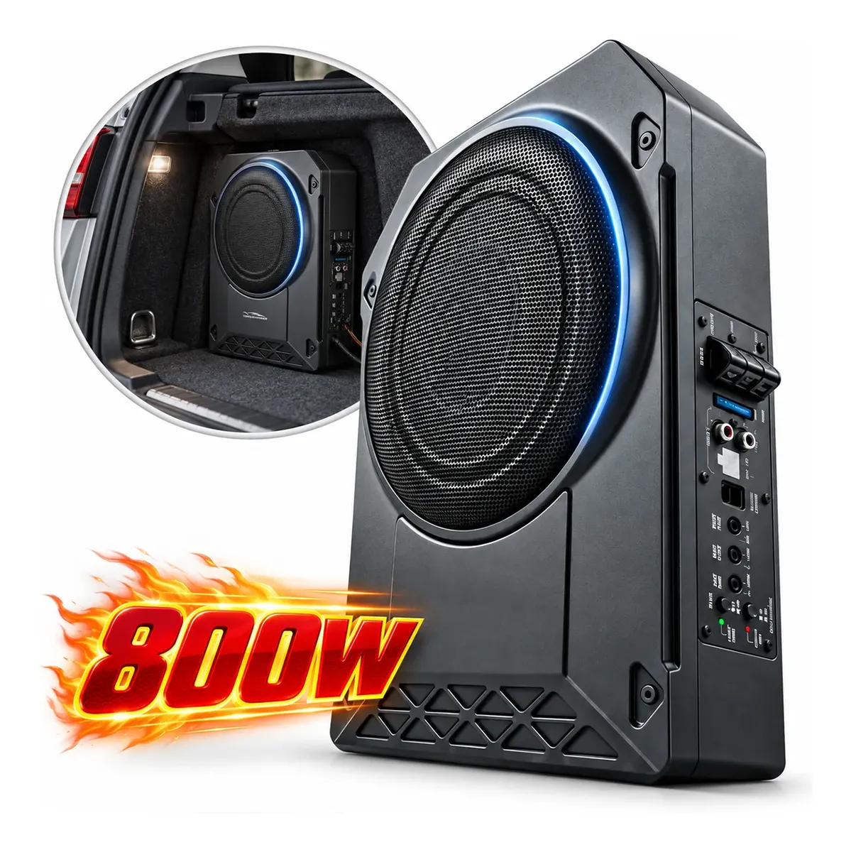 Subwoofer Caixa Slim Polegadas 800w Som Amplificado Controle