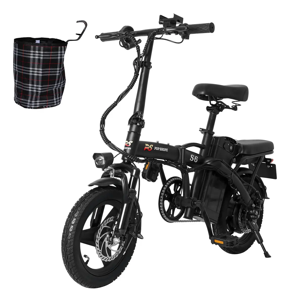 POP SHOPPE S6 bicicleta eléctrica plegable — batería removible