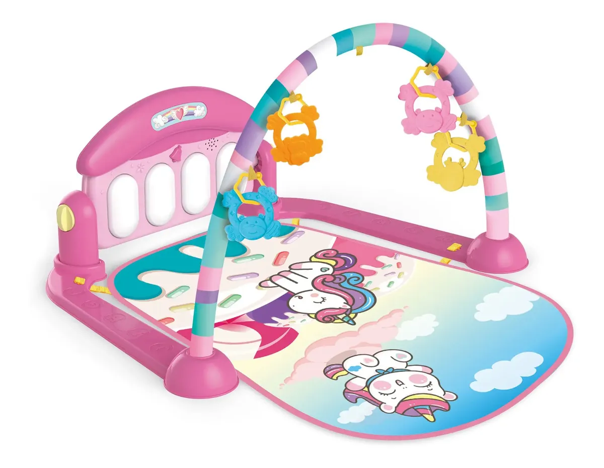 Tapete De Atividades Para Bebê Piano Unicórnio Rosa Maxibaby