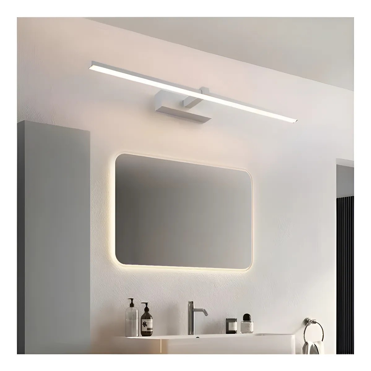 Lampara Pared Espejo Baño 60cm Blanca Led Blanco Frio