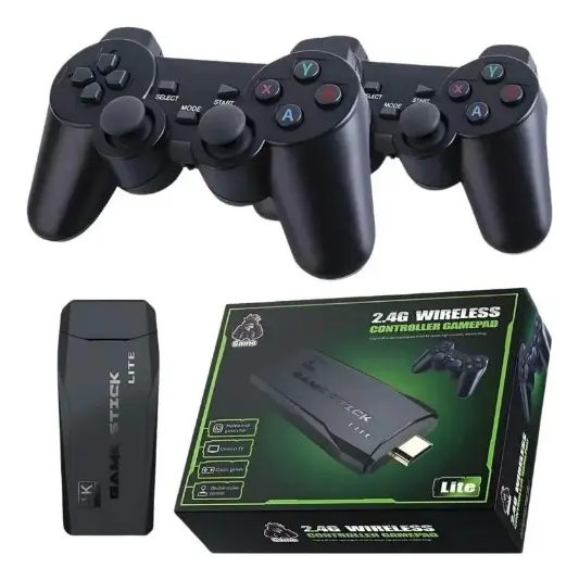 Game Stick Hdmi Mais 20 Mil Jogos + 2 Controle Sem Fio Preto