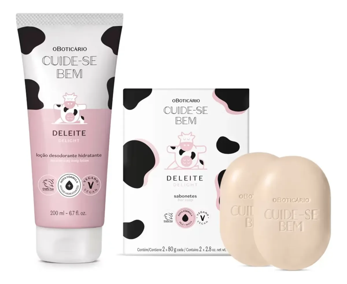 Combo Cuide-bem Deleite: Refil Loção Corporal 200ml + Sabone