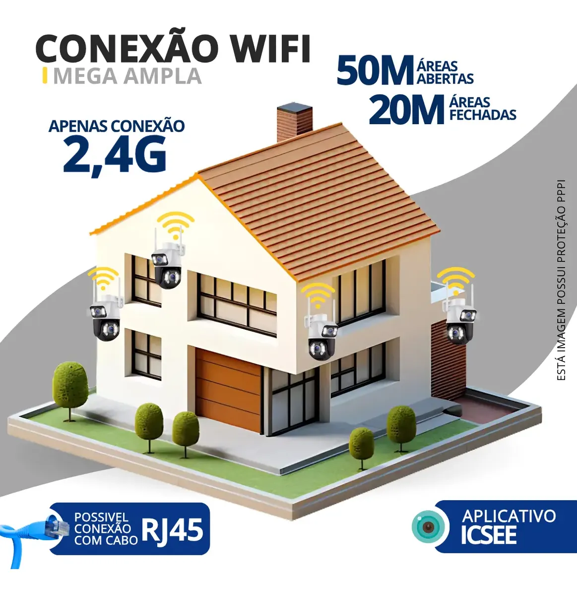 Casa com câmeras de segurança instaladas em diferentes ângulos.