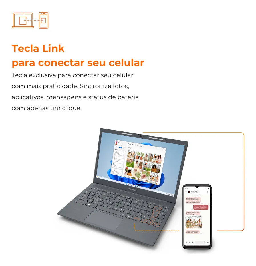Notebook Positivo Vision C14 Lumina BAR Celeron 4GB 128GB eMMC Tela 14 Polegadas HD Antirreflexo Windows 11 Tecla Link Cinza - Imagem 2