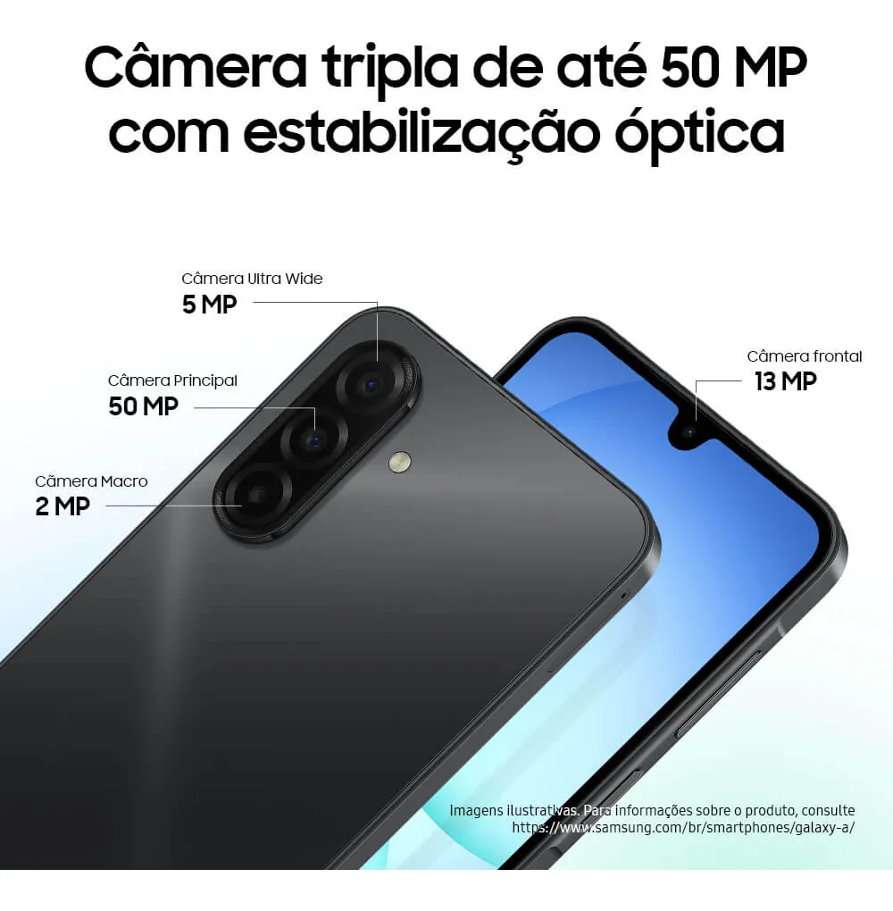 Celular Samsung Galaxy A17 Com Ia, 256gb, 8gb Ram, Câm De 50mp, Tela De 6.7 , Nfc, Ip54 - Preto - Imagem 2