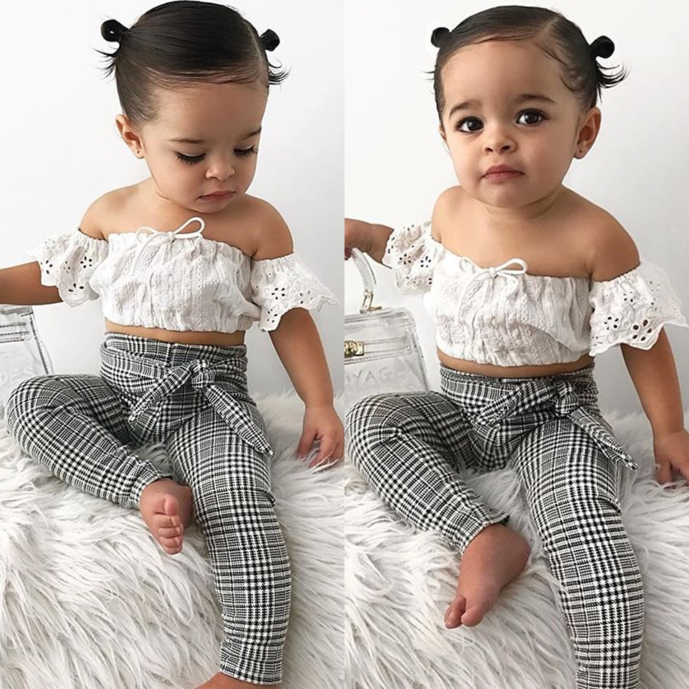 Ropa Casual Moda Para Niña Lindo Outfit Pantalon Cuadros Top Mercado Libre