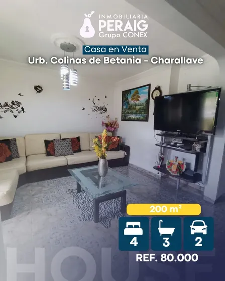 Se Vende Casa 200m2 4h/3b/2p Colinas De Betania 3015