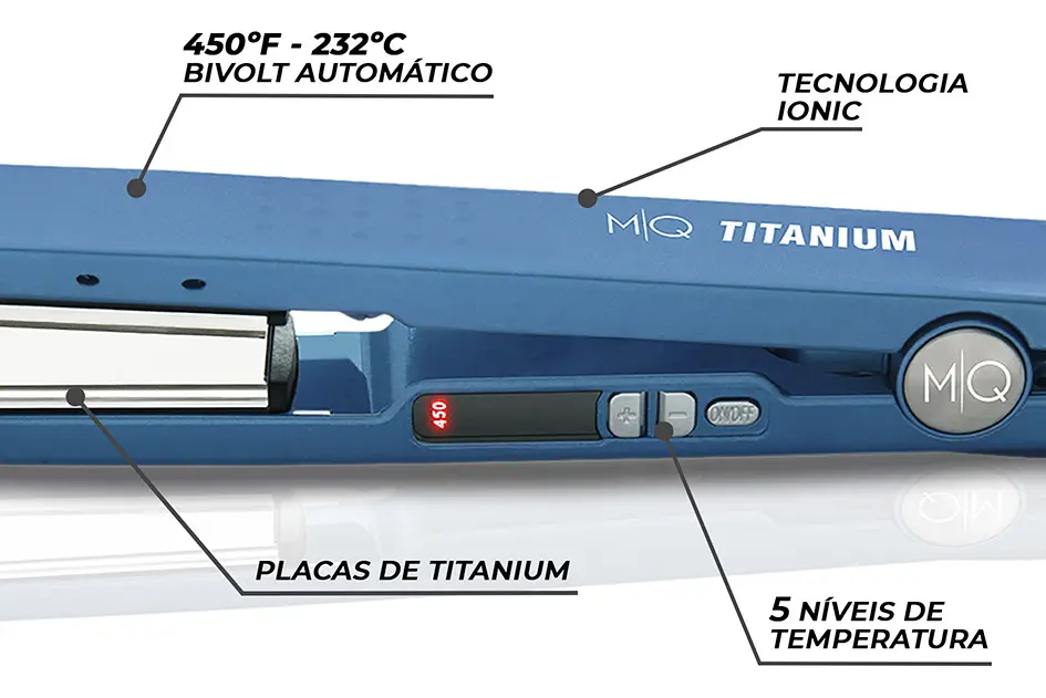 Prancha MQ Professional Titanium Bivolt 450ºF Azul — foto 4