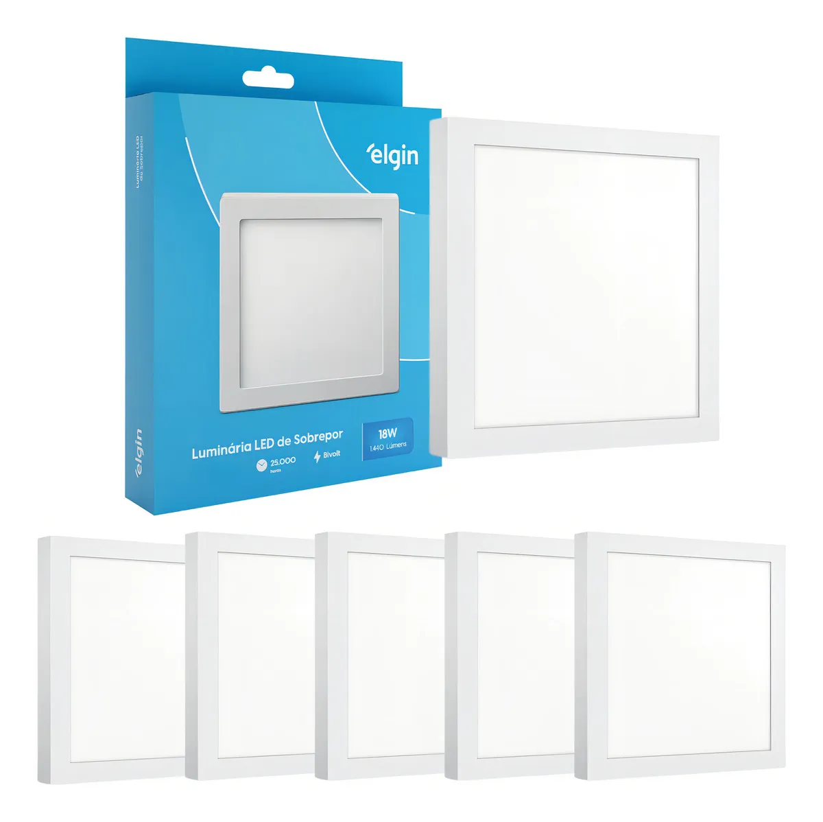 Kit 5 Painel Plafon Led 18w Elgin (mercado livre)