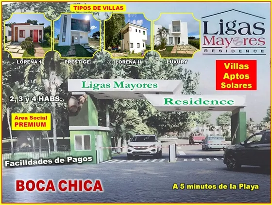 Proyecto De  Villas,  Aptos O Solares En Boca Chica, A Solo 7 Minutos De La Playa, Con Los Mejores Precios Y Facilidades De La Zona