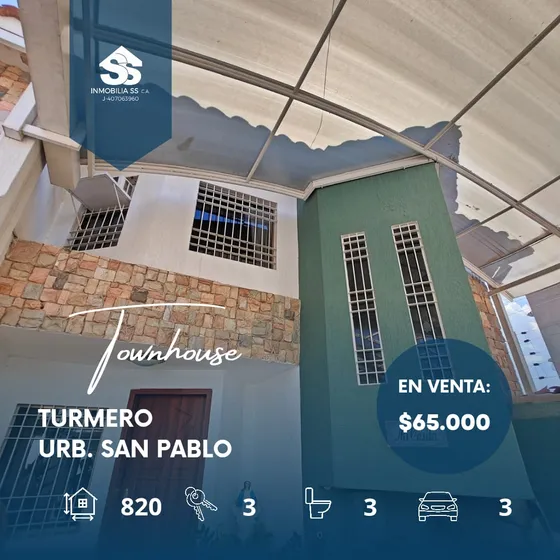Se Vende Hermoso Townhouse Con Terreno En San Pablo Turmero