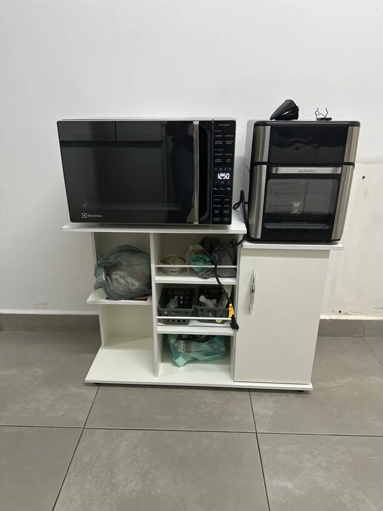 Ajl Store Bancada C/ Fruteira Básica Branca / Preta Nicho Microondas Cor Preto - Imagem 2