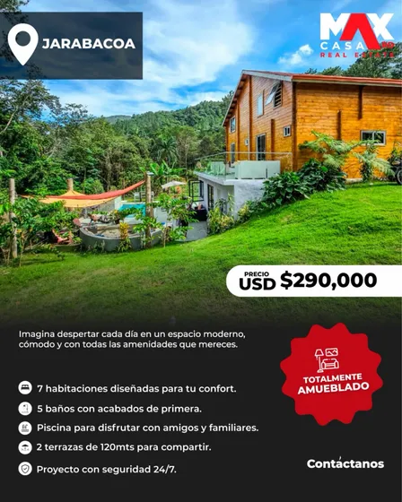 Villa En Venta, Ub. En Jarabacoa| Totalmente Amueblada
