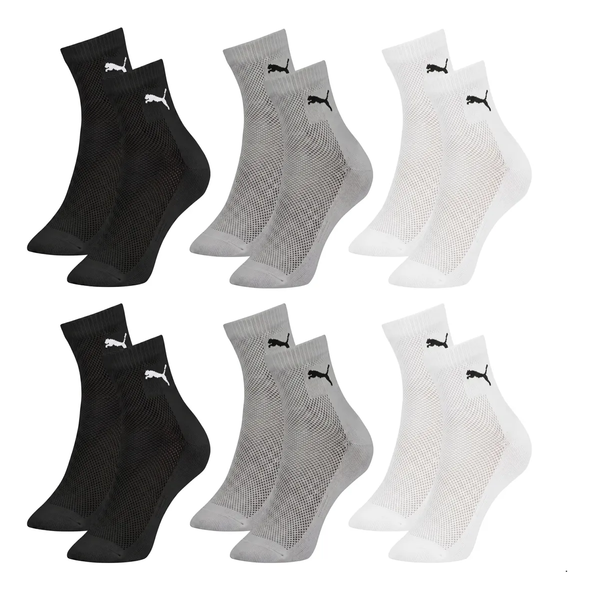 Kit 6 Pares Meias Puma Cano Médio Esportiva Algodão Original
