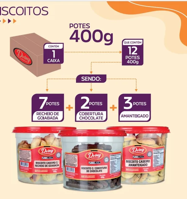 Cx Com 12 Potes De Biscoitos Amanteigados Valor Da Cx 100 Re