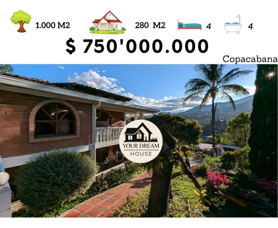 Hermosa Finca En Venta En Copacabana Cerca A La Autopista Con 4 Habitaciones Y Apartaestudio. Además De Un Precioso Paisajismo 