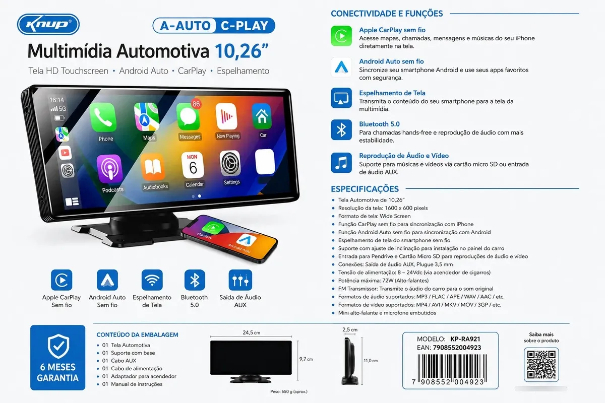 Central Multimidia 10.26 Carplay Android Auto Espelhamento - foto 5