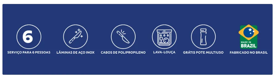 Faqueiro Ipanema Aço Inox E Cabo 24 Peças Preto Tramontina - Imagem 2