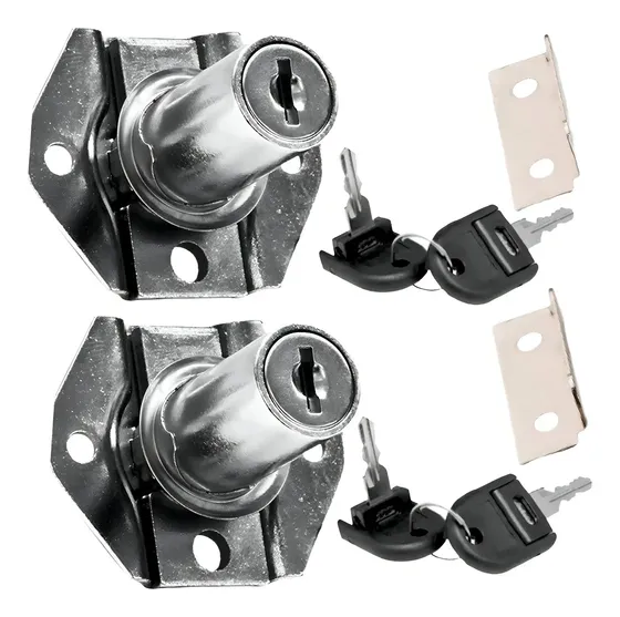 Kit 2 Tranca Gaveta Fechadura Chave Porta Moveis Escritório 22mm Cor Cromado