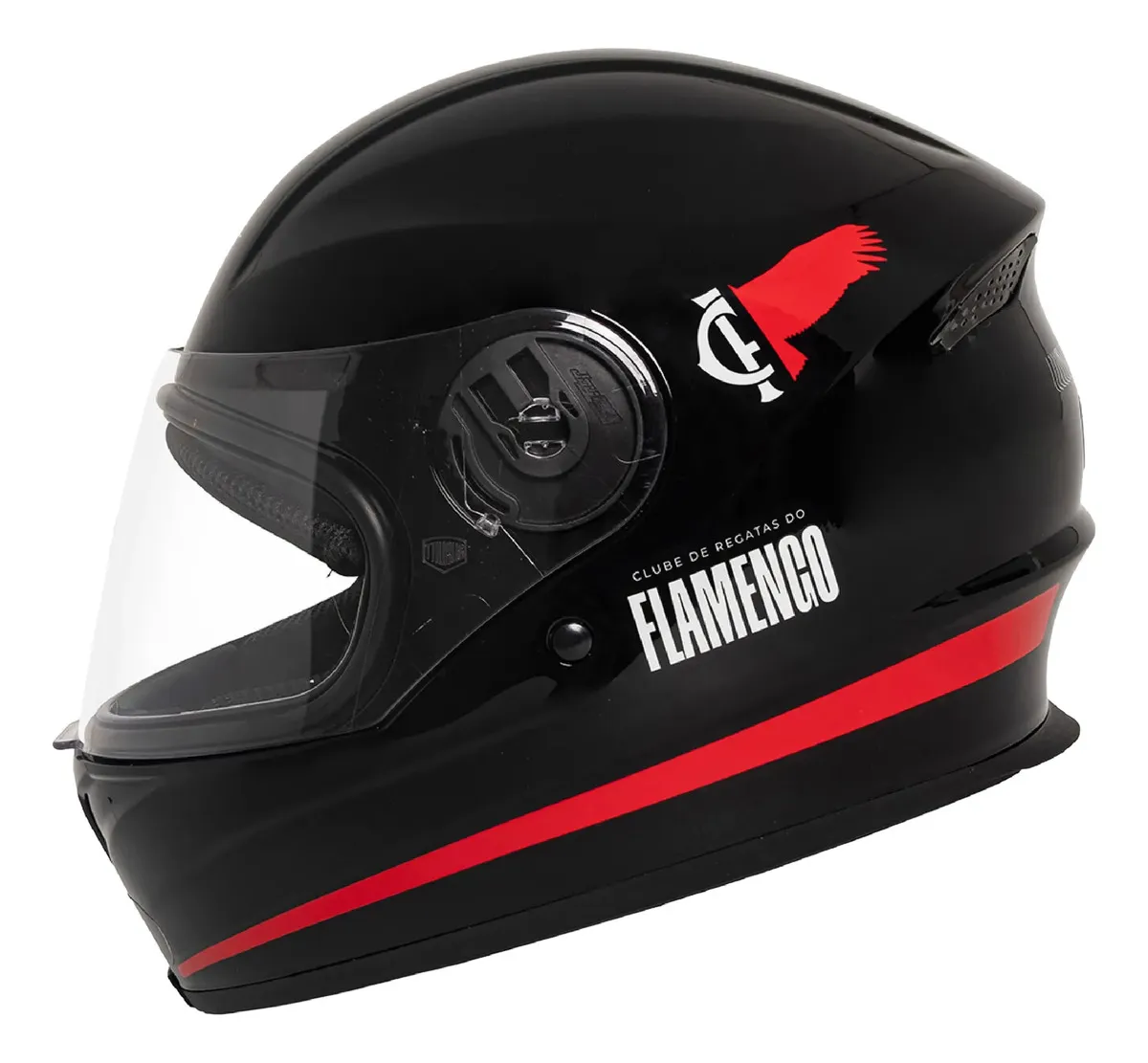 Capacete Moto Flamengo Masculino Fechado Joy23 Strike Preto Preto Flamengo Brilhante 58
