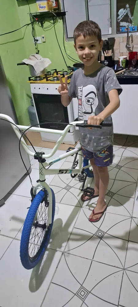 Bicicleta Cross Stx Aro 20 Infantil Pneu Colorido V-brake Cor Preto Pneu Vermelho Tamanho Do Quadro Único - Imagem 2