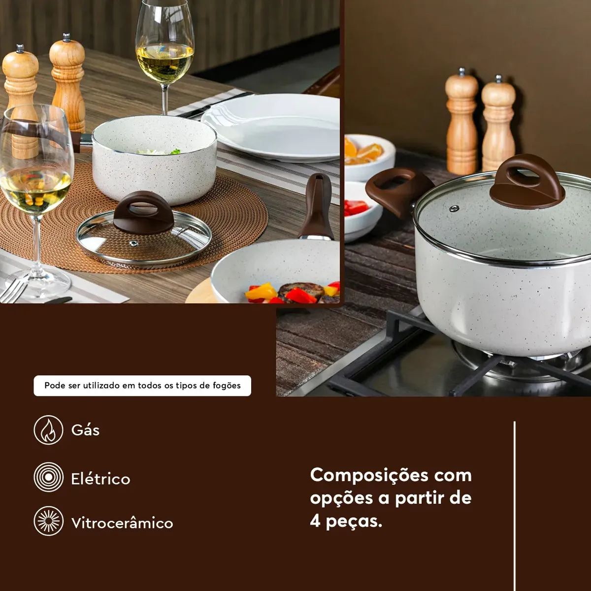 Conjunto de Panelas 8 Peças Ceramic Life Smart Plus Vanilla da Brinox — foto 6