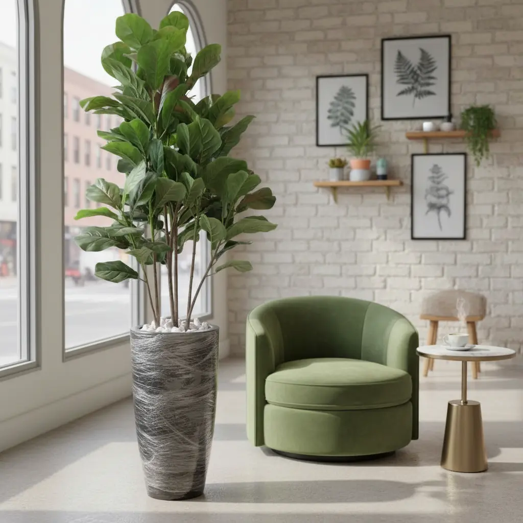 Árvore Ficus Lyrata Artificial Super Realista Cheia De Folha