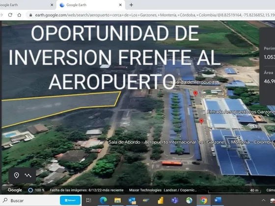 Lote En Venta Frente Al Aeropuerto Los Garzones 