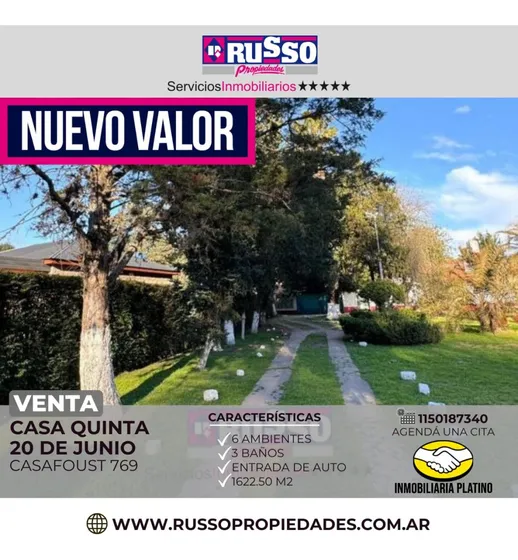 Venta Casa Quinta 6 Ambientes Barrio 20 De Junio 