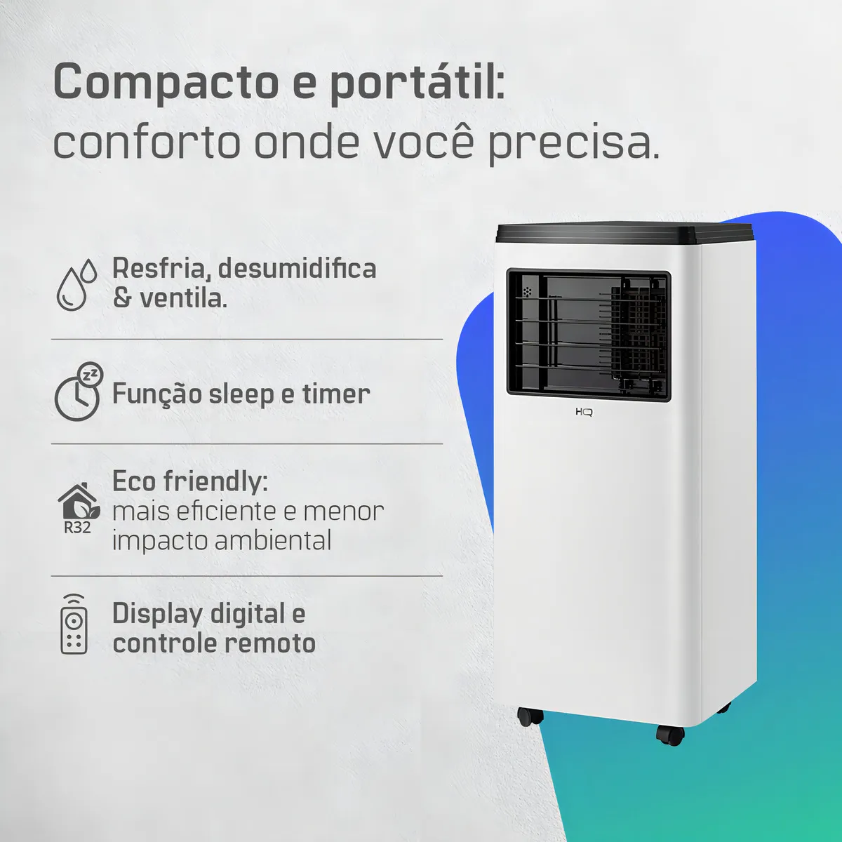 Ar Condicionado Portátil Hq 10.500 Btu/h F Br Hq-ap10500fw - Imagem 2